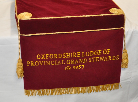 Craft Lodge Bible Cushion & 300mm Dropfall with Lodge Name & No. - Click Image to Close